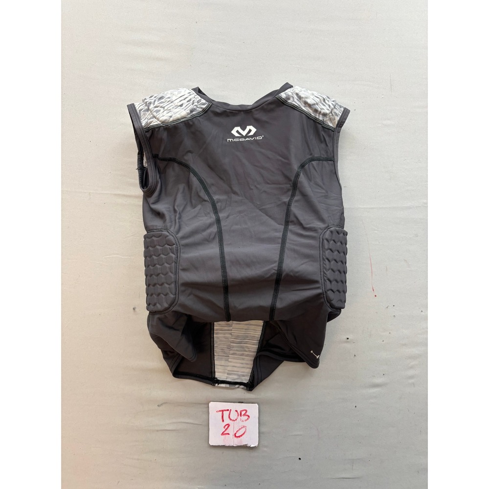 McDavid Hex Youth Padded Compression Shirt Grey Rib Shoulder Guard Medium